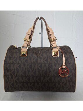 Michael Kors NWOT Logo Grayson Large Satchel, PVC Brown